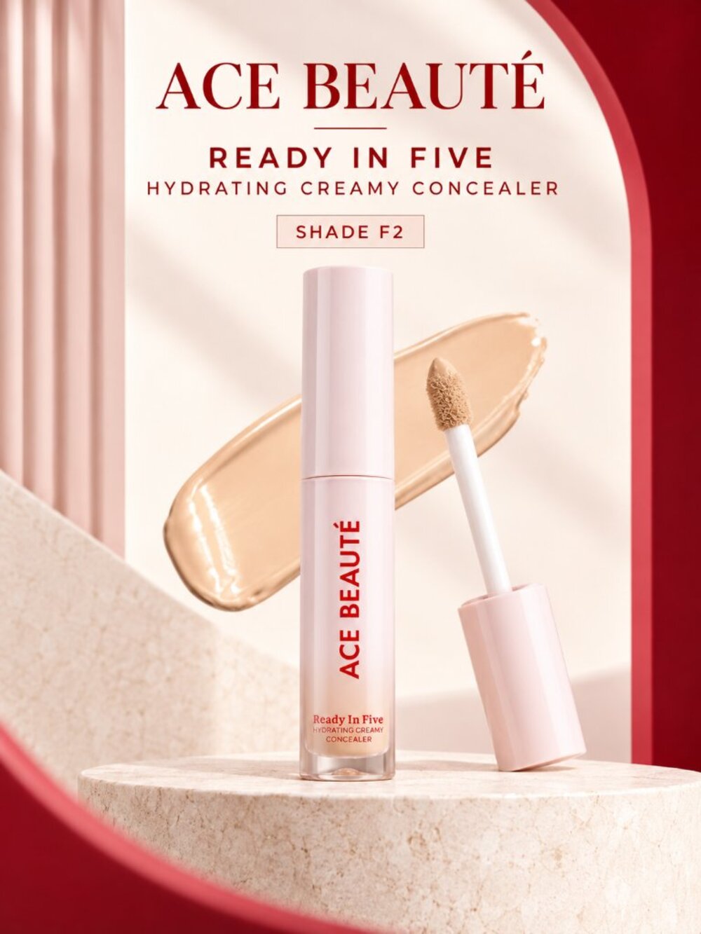 ACE BEAUTÉ Ready In Five Hydrating Creamy Concealer F2 Full Size NIB